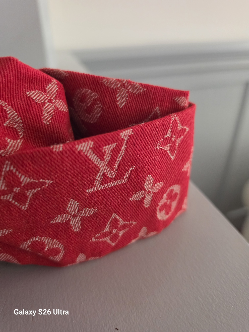 Red Designer Logo Kids Headband - Luxury Monogram Style
